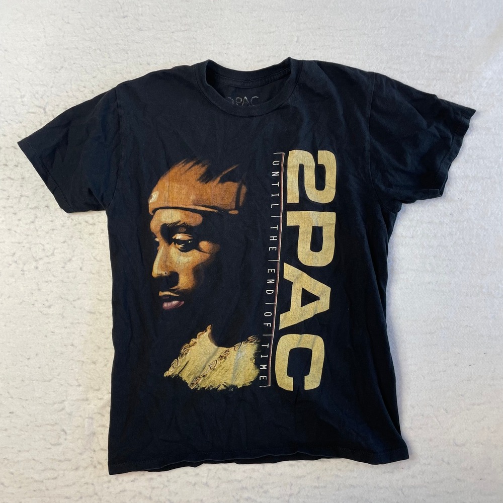 2Pac‎ Graphic Tee Mens Small Black Until The End Of Time Rap Hip Hop Shirt